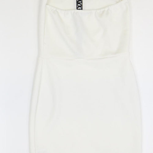 Quiz Womens White Polyester Pencil Dress Size 6 Halter Button