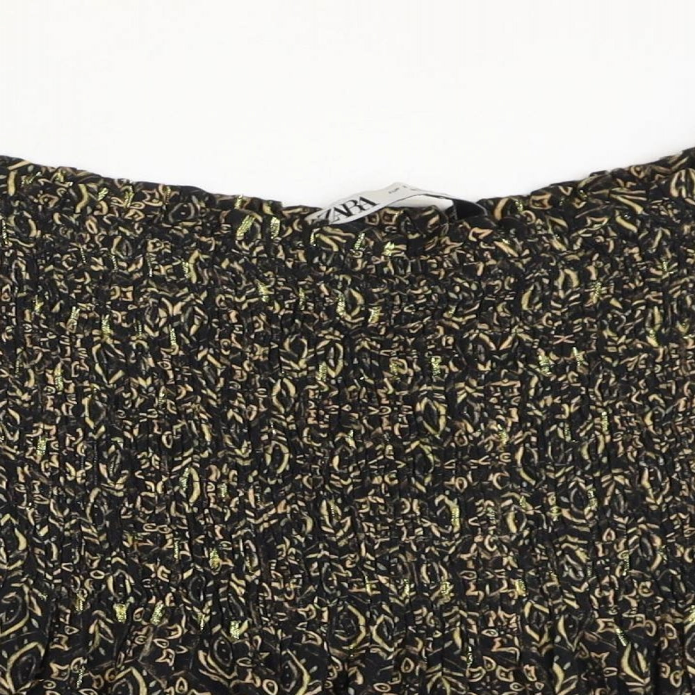 Zara Womens Black Geometric Polyester Mini Skirt Size L