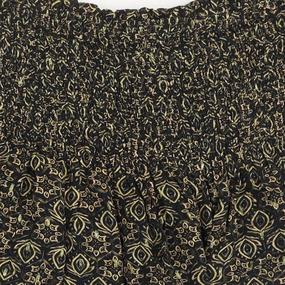 Zara Womens Black Geometric Polyester Mini Skirt Size L