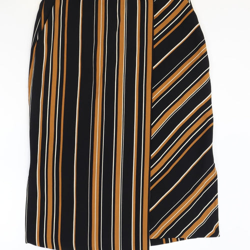 NEXT Womens Multicoloured Striped Polyester Straight & Pencil Skirt Size 12 Button
