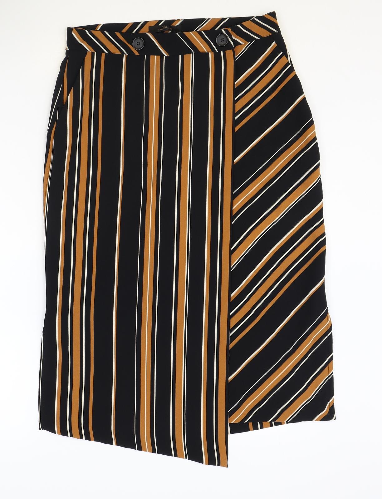 NEXT Womens Multicoloured Striped Polyester Straight & Pencil Skirt Size 12 Button