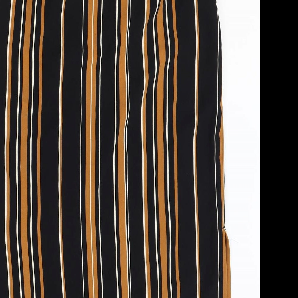 NEXT Womens Multicoloured Striped Polyester Straight & Pencil Skirt Size 12 Button