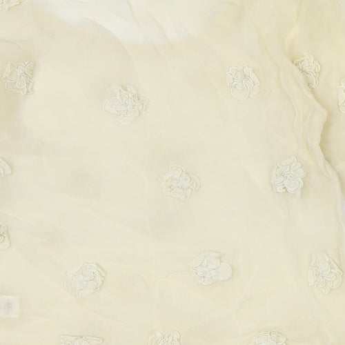 French Connection Womens Yellow Floral Viscose Basic T-Shirt Size 8 Boat Neck