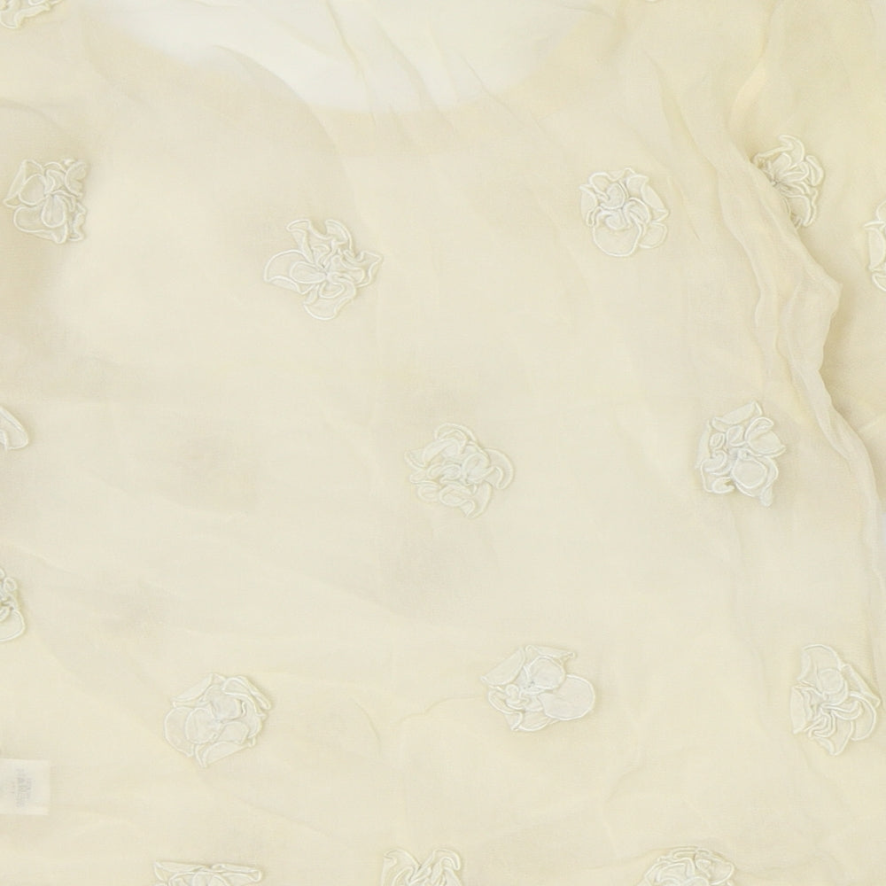 French Connection Womens Yellow Floral Viscose Basic T-Shirt Size 8 Boat Neck