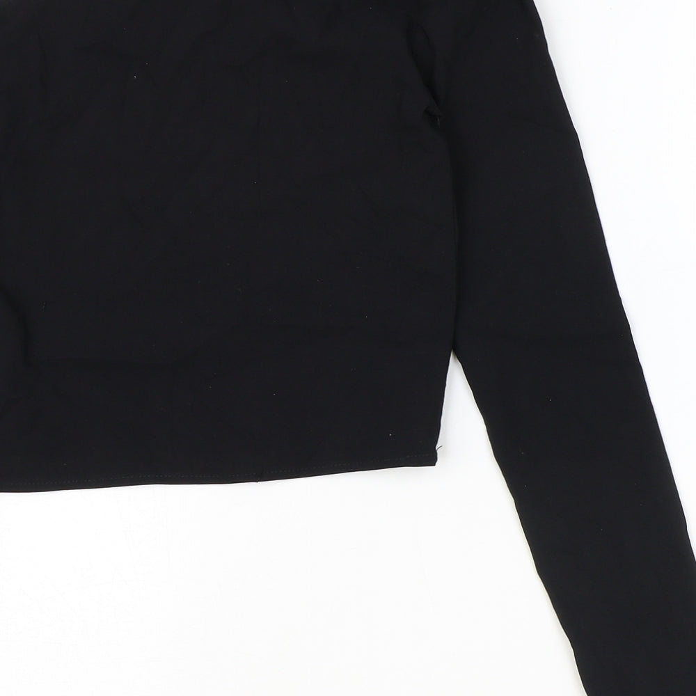 Stradivarius Womens Black Cotton Cropped Blouse Size XS One Shoulder