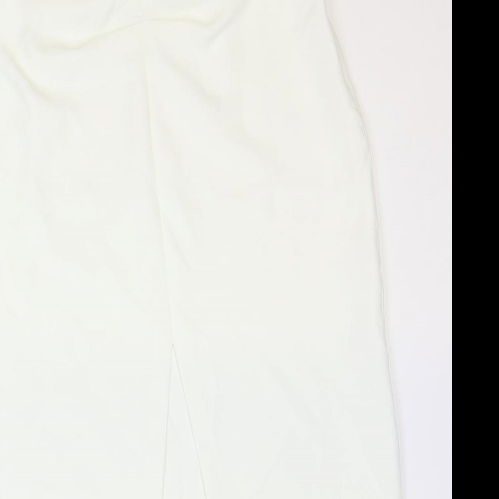 Zara Womens White Polyester Straight & Pencil Skirt Size L Zip