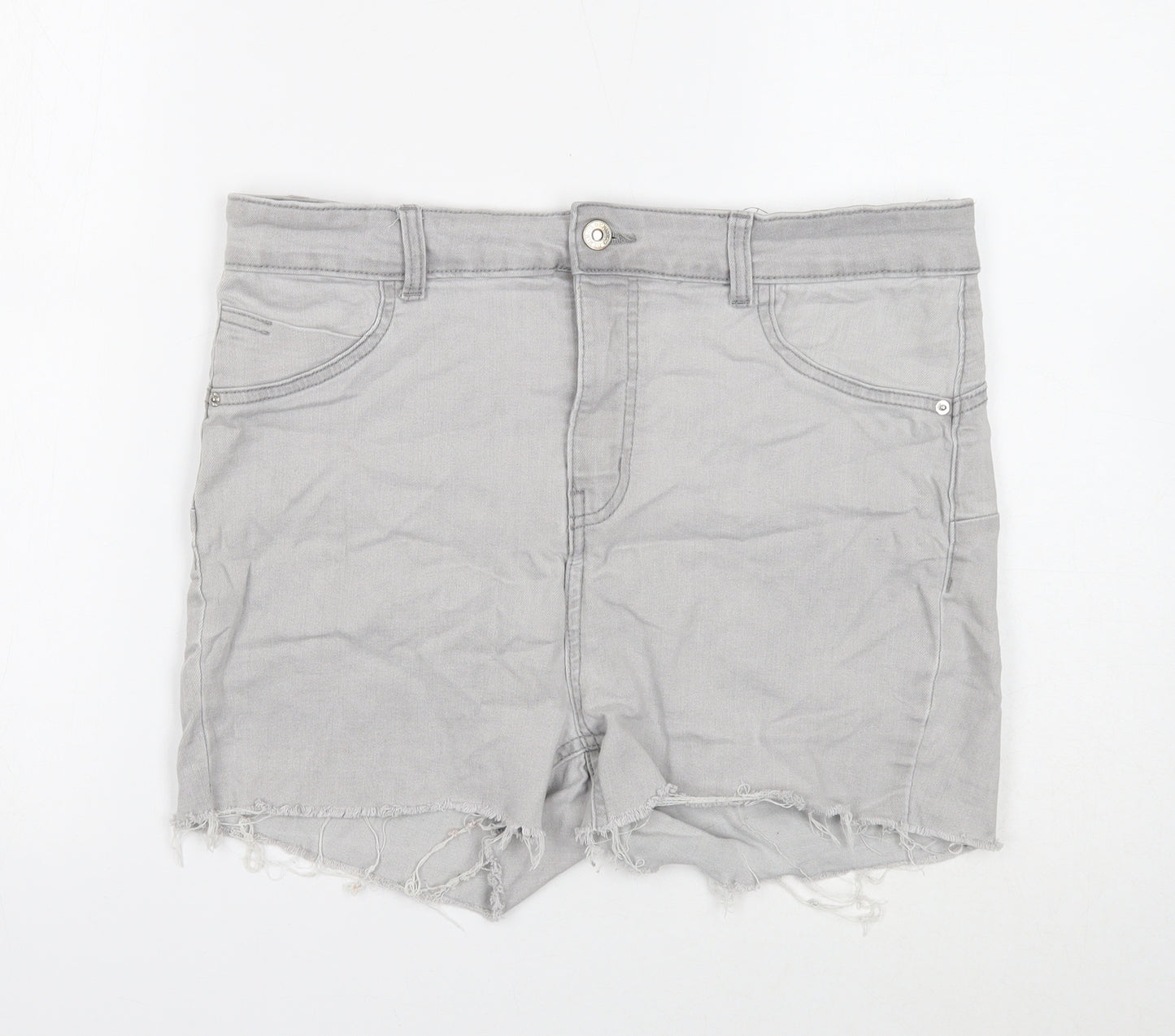 Primark Womens Grey Camel Cut-Off Shorts Size 16 Regular Zip