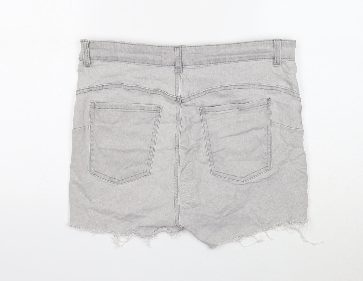 Primark Womens Grey Camel Cut-Off Shorts Size 16 Regular Zip