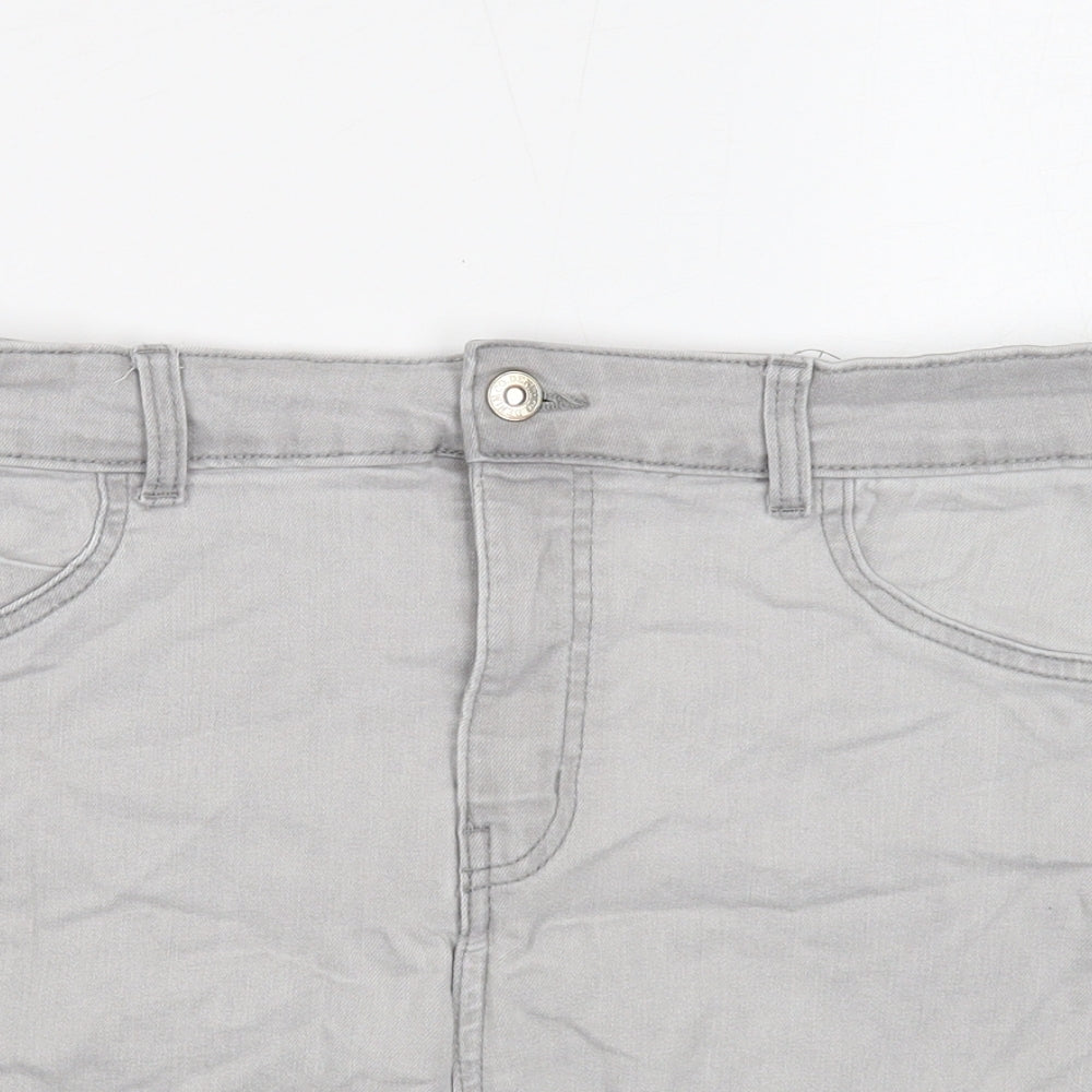 Primark Womens Grey Camel Cut-Off Shorts Size 16 Regular Zip