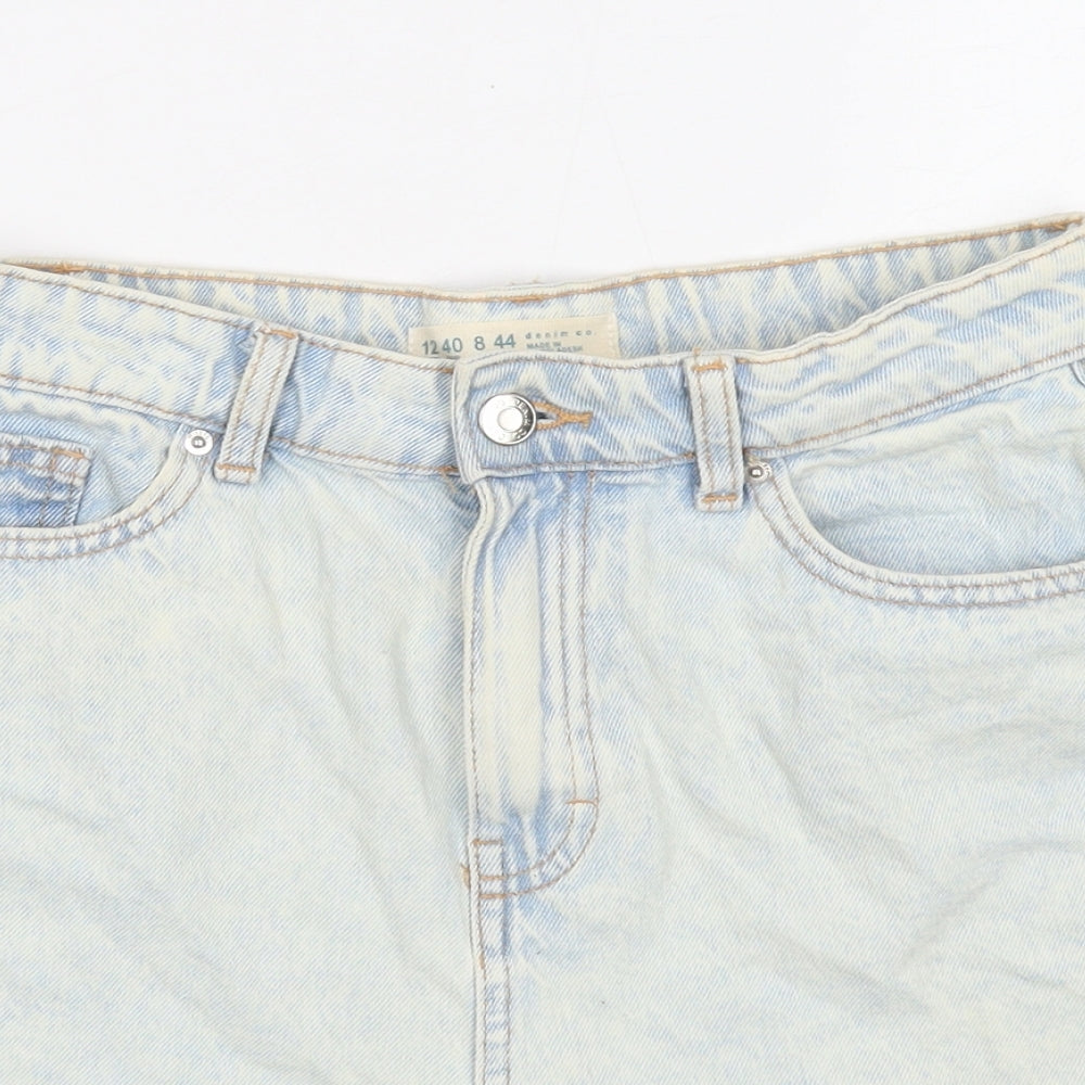 Primark Womens Blue Cotton Hot Pants Shorts Size 12 Regular Zip