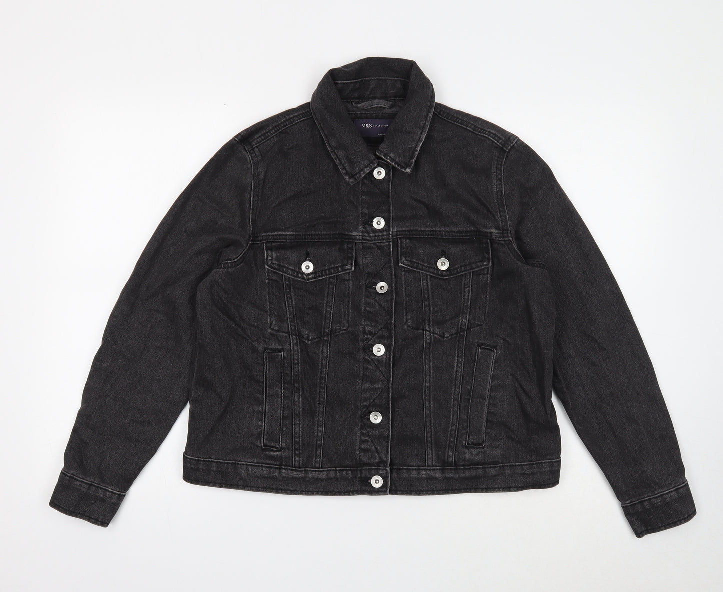 Marks and Spencer Womens Black Jacket Size 12 Button - Denim Jacket