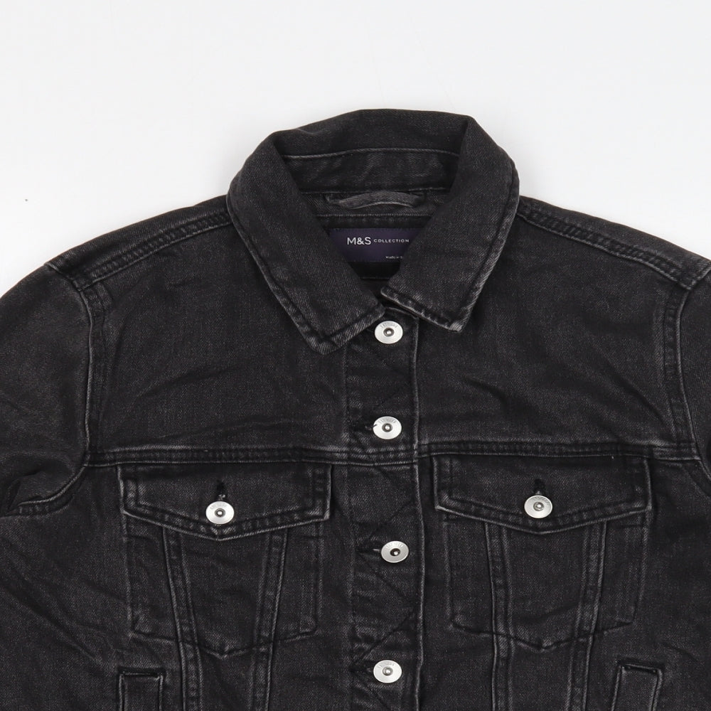 Marks and Spencer Womens Black Jacket Size 12 Button - Denim Jacket