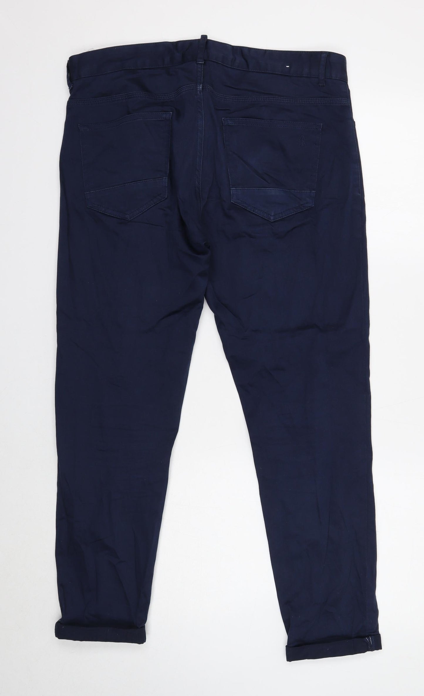 Zara Womens Blue Cotton Straight Jeans Size 16 Regular Zip