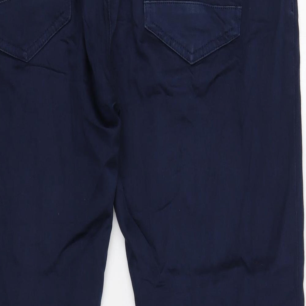 Zara Womens Blue Cotton Straight Jeans Size 16 Regular Zip