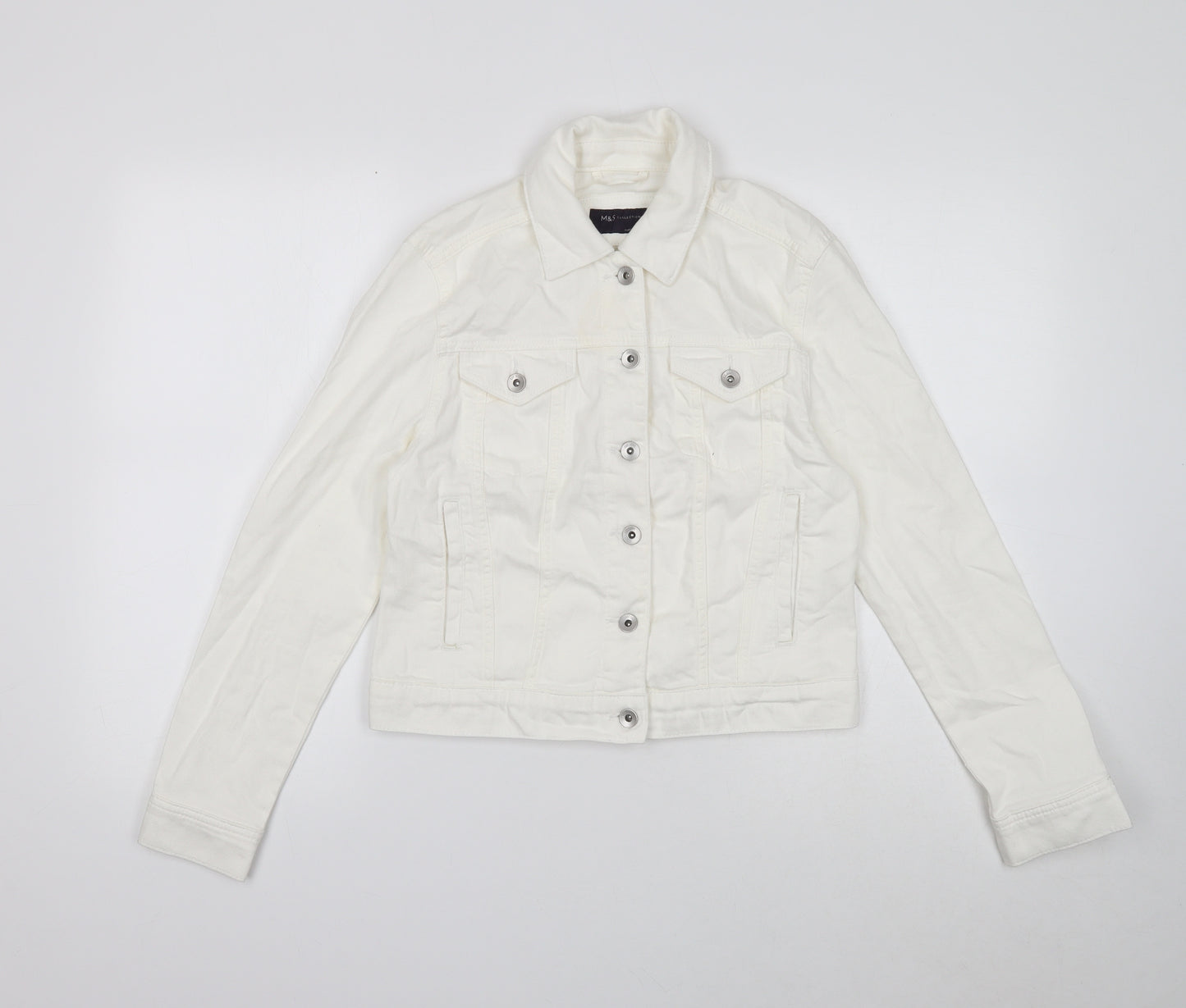 Marks and Spencer Womens White Jacket Size 10 Button