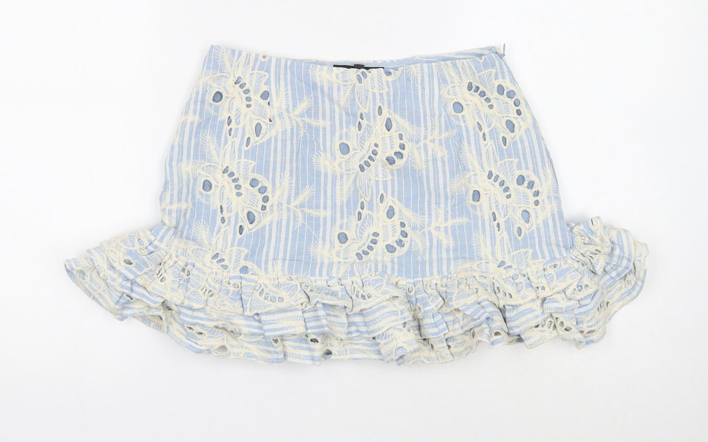 Missguided Womens Blue Geometric Cotton Mini Skirt Size 6 Zip