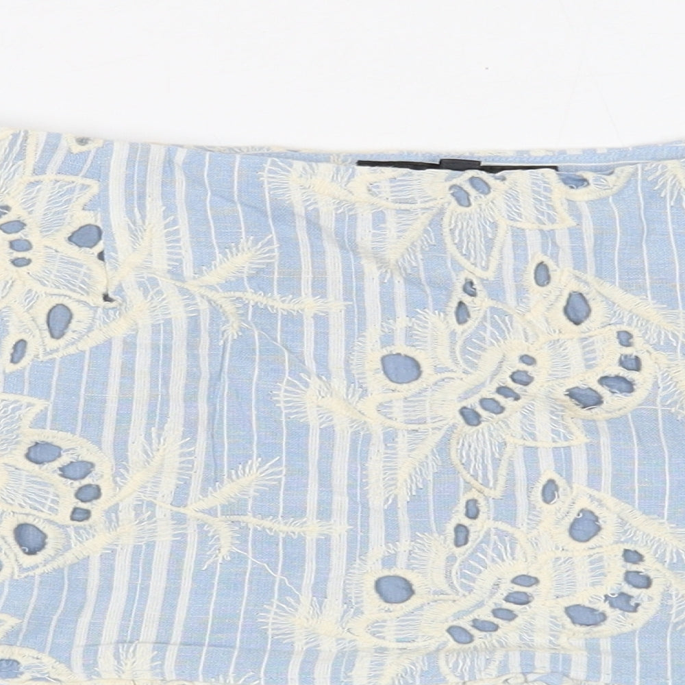 Missguided Womens Blue Geometric Cotton Mini Skirt Size 6 Zip