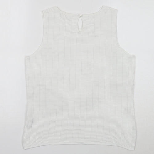 NEXT Womens White Round Neck Viscose Vest Jumper Size 16