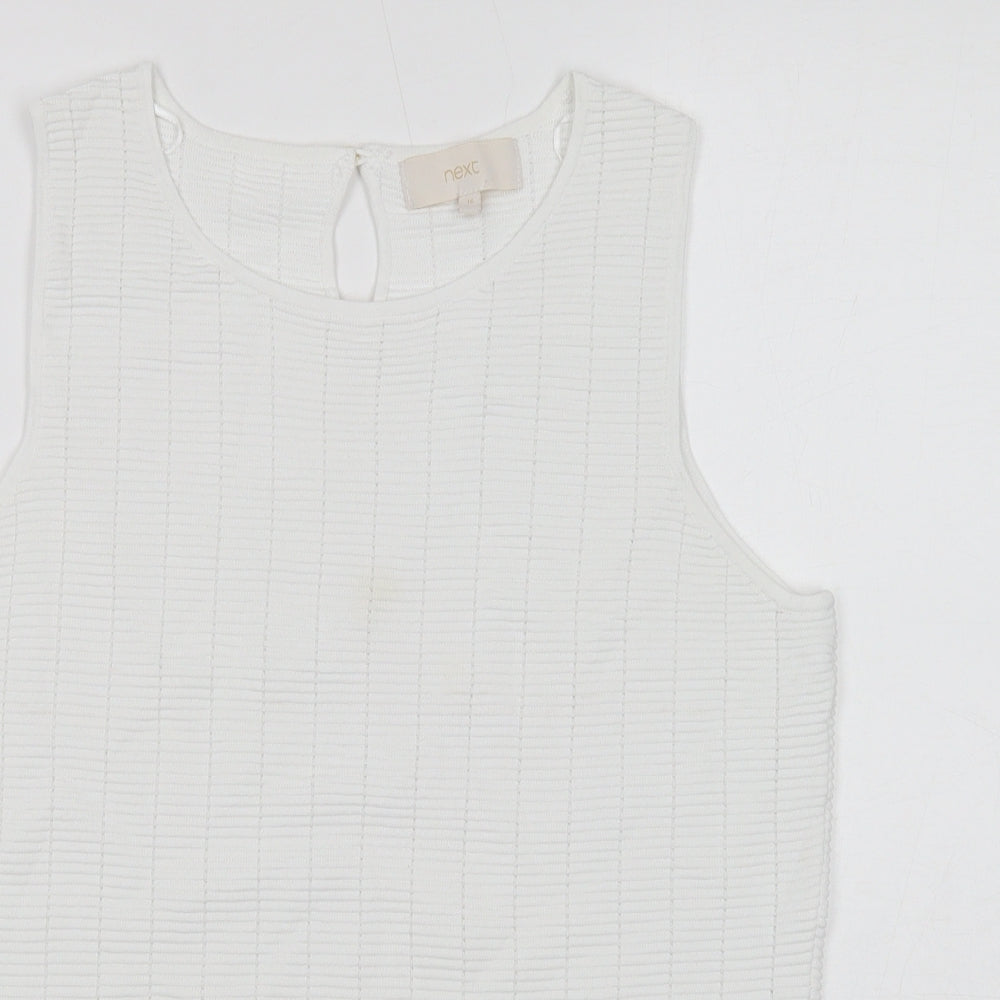 NEXT Womens White Round Neck Viscose Vest Jumper Size 16