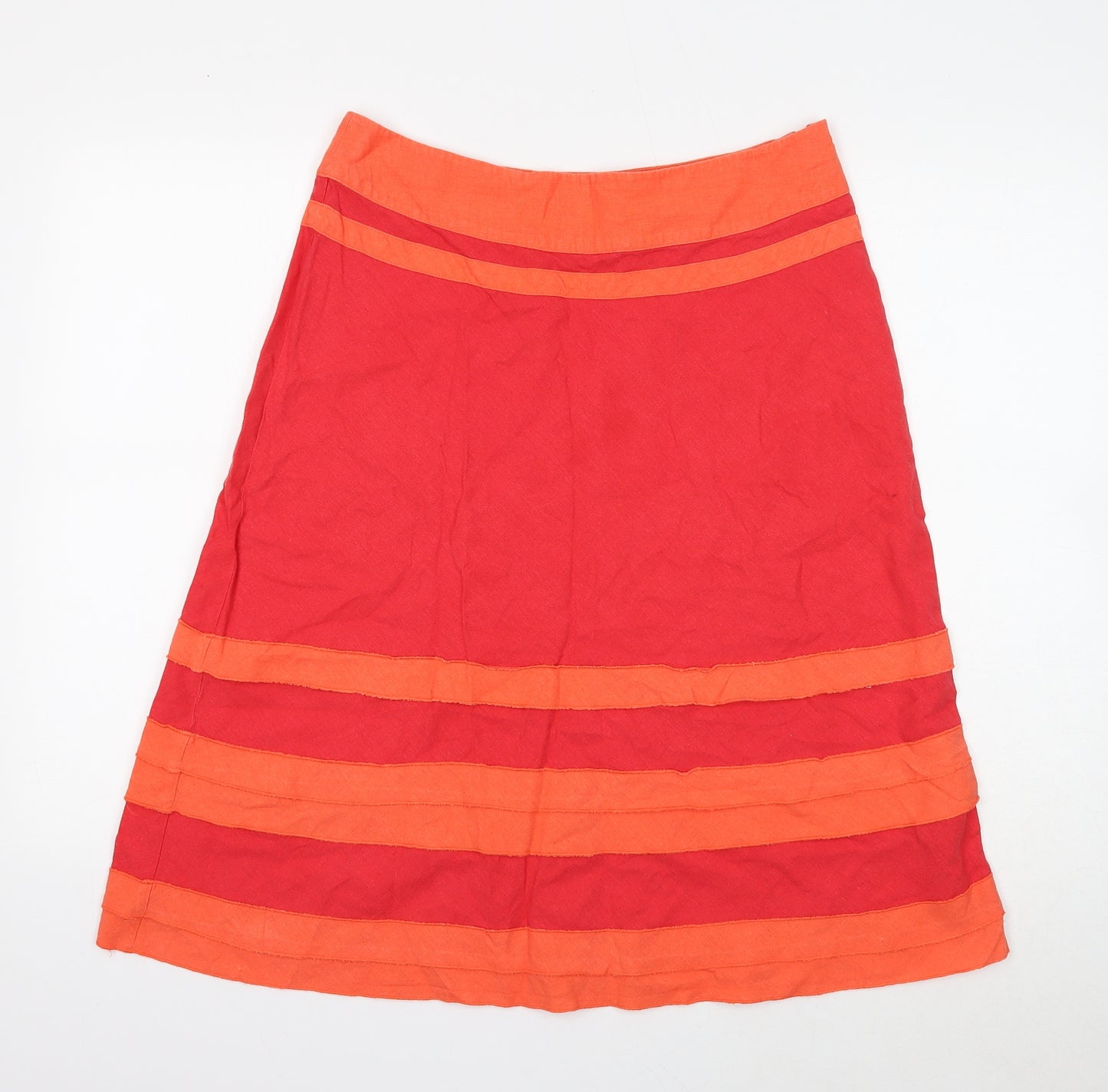 August Silk Womens Red Linen A-Line Skirt Size 12 Zip