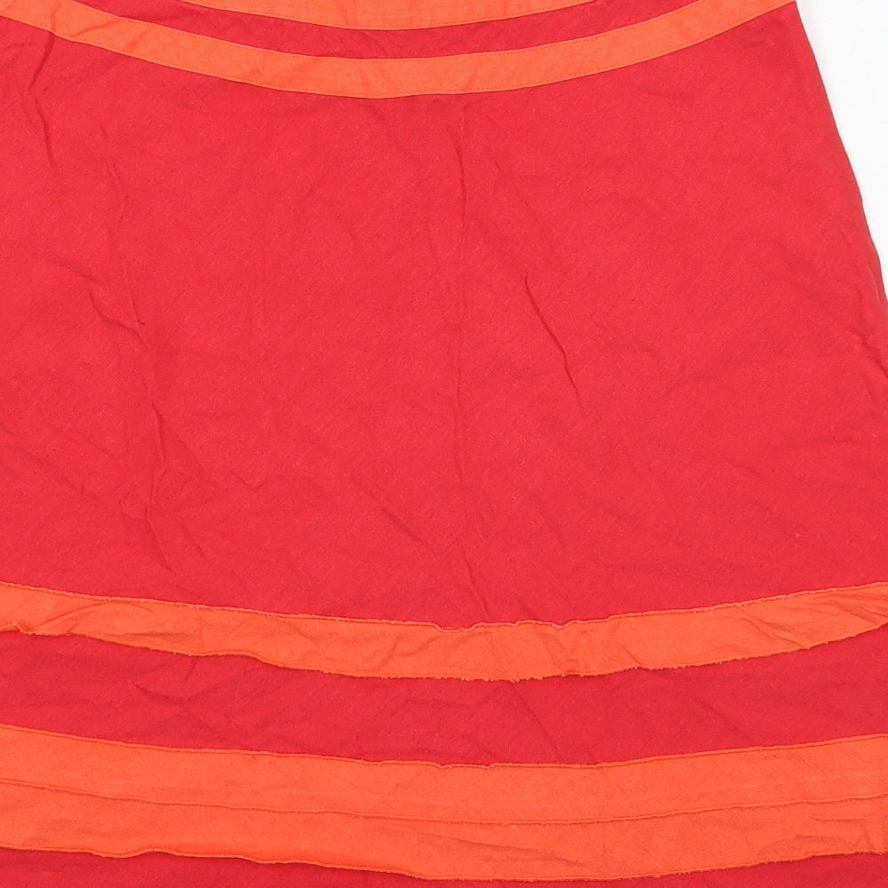 August Silk Womens Red Linen A-Line Skirt Size 12 Zip