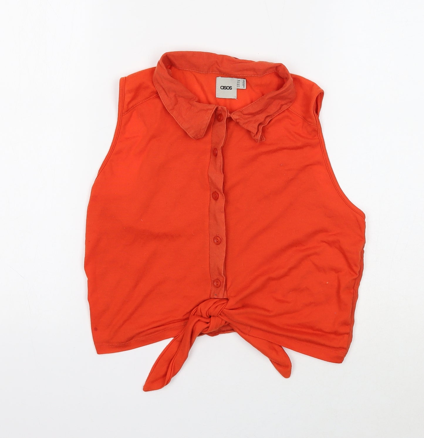 ASOS Womens Orange Polyester Cropped T-Shirt Size 10 V-Neck