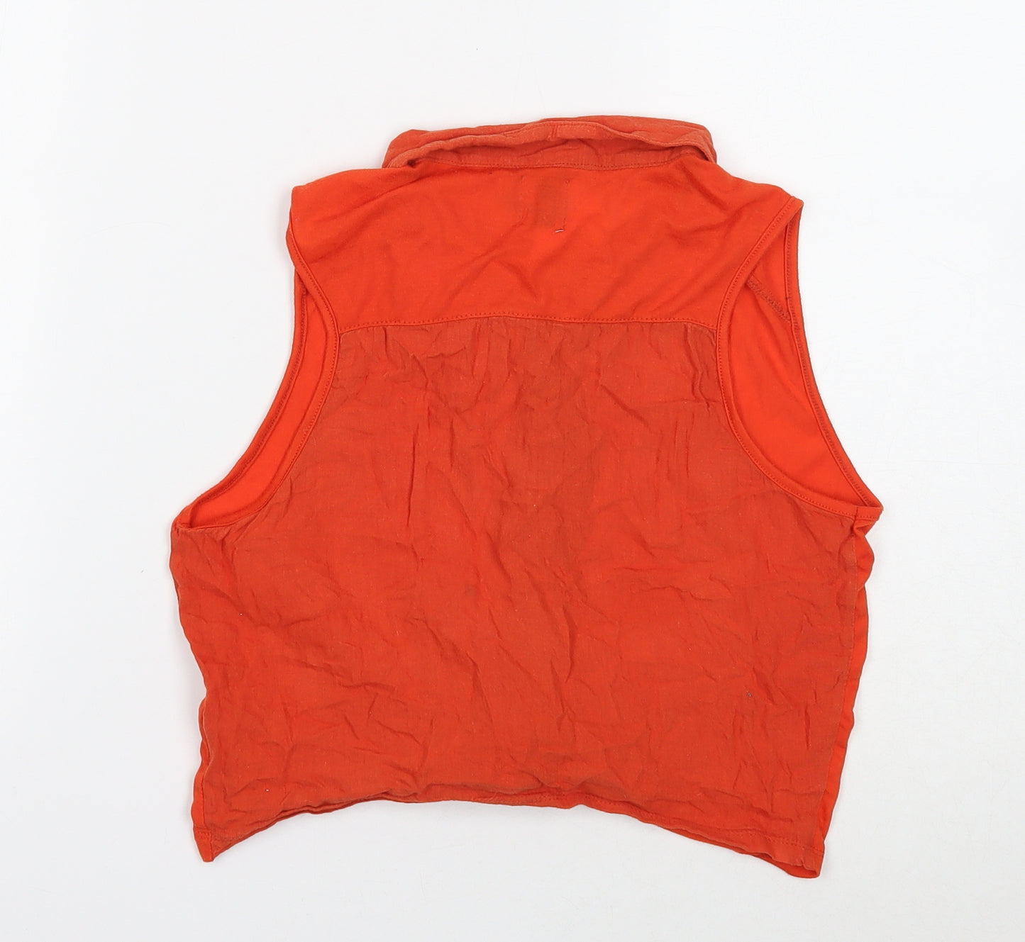 ASOS Womens Orange Polyester Cropped T-Shirt Size 10 V-Neck