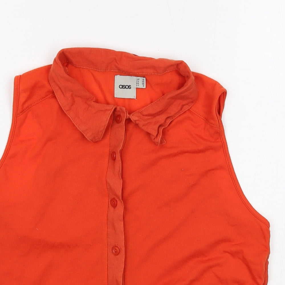 ASOS Womens Orange Polyester Cropped T-Shirt Size 10 V-Neck