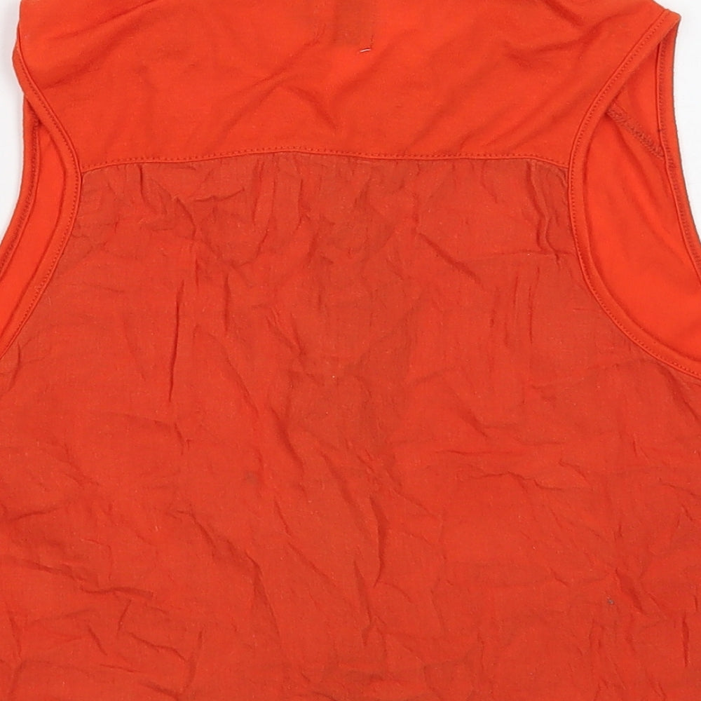 ASOS Womens Orange Polyester Cropped T-Shirt Size 10 V-Neck