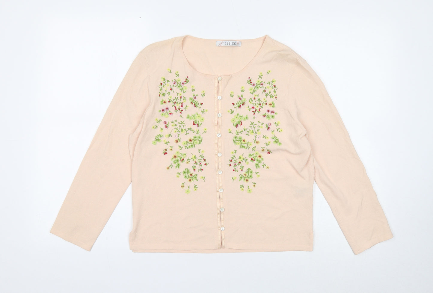 Jesire Womens Pink Round Neck Rayon Cardigan Jumper Size L
