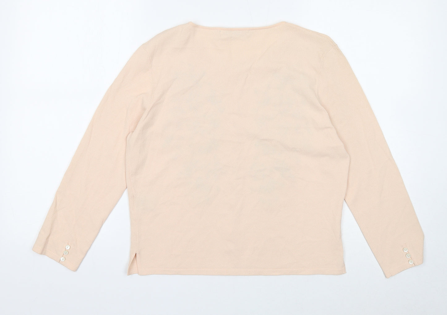 Jesire Womens Pink Round Neck Rayon Cardigan Jumper Size L