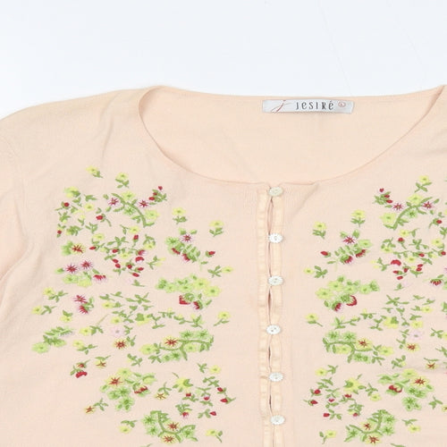 Jesire Womens Pink Round Neck Rayon Cardigan Jumper Size L