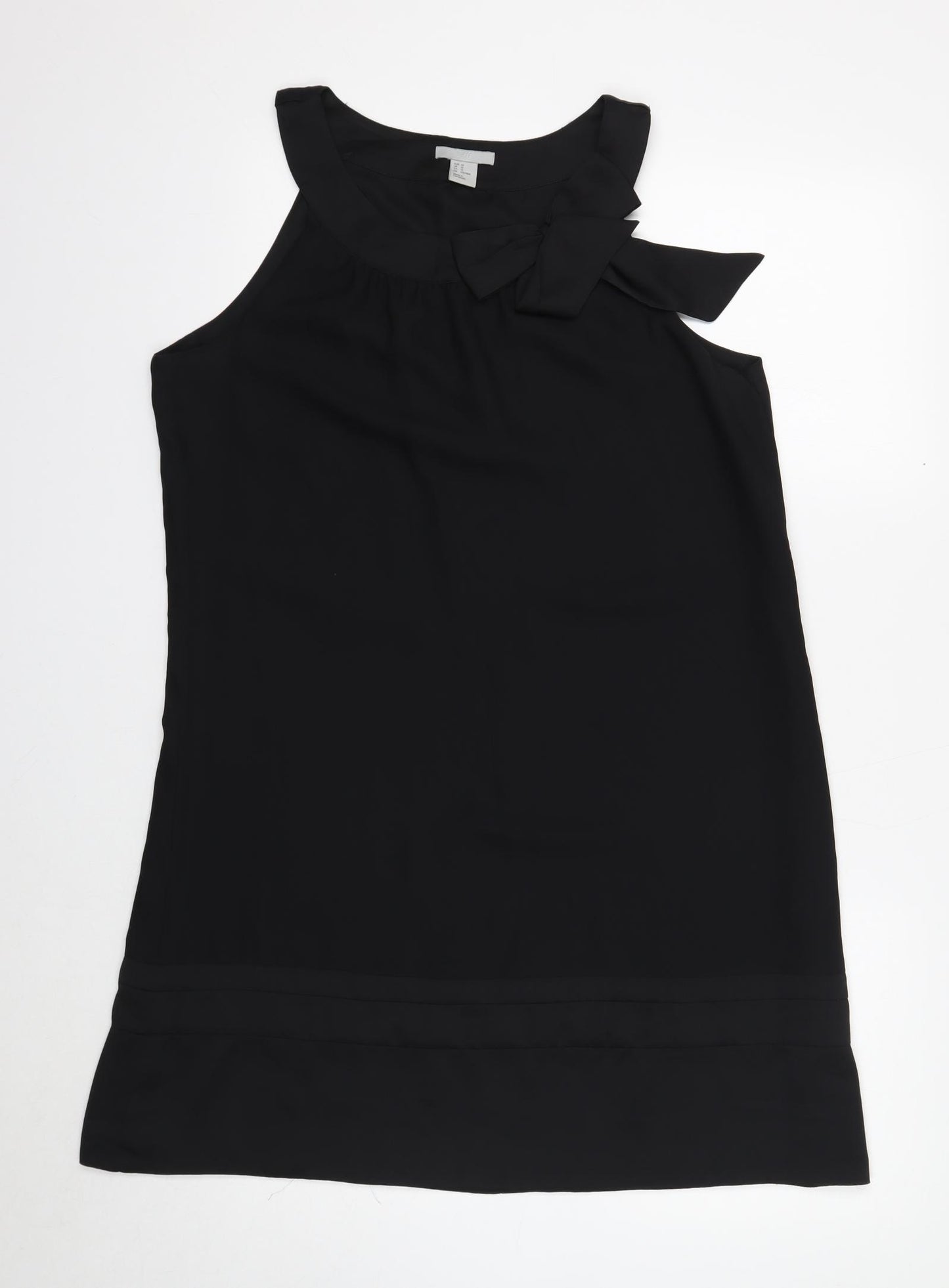 H&M Womens Black Polyester Shift Size 14 Boat Neck Pullover