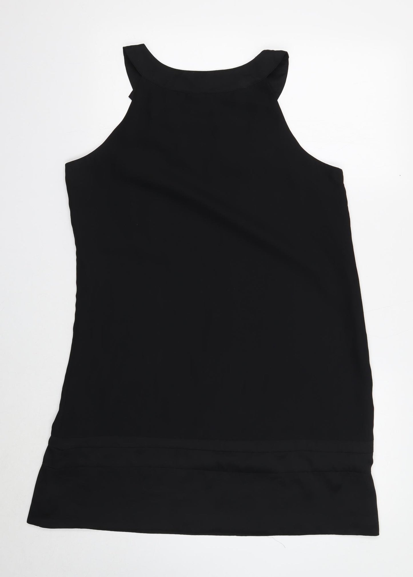 H&M Womens Black Polyester Shift Size 14 Boat Neck Pullover