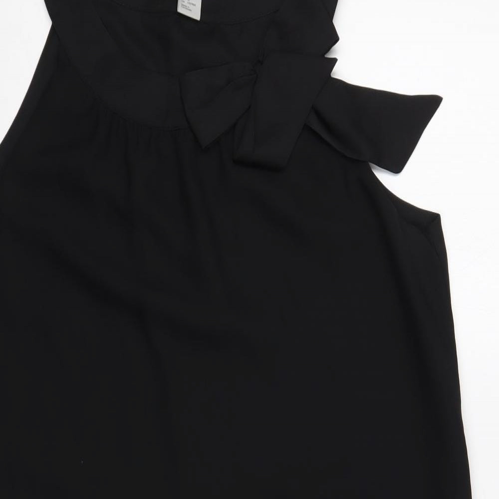 H&M Womens Black Polyester Shift Size 14 Boat Neck Pullover