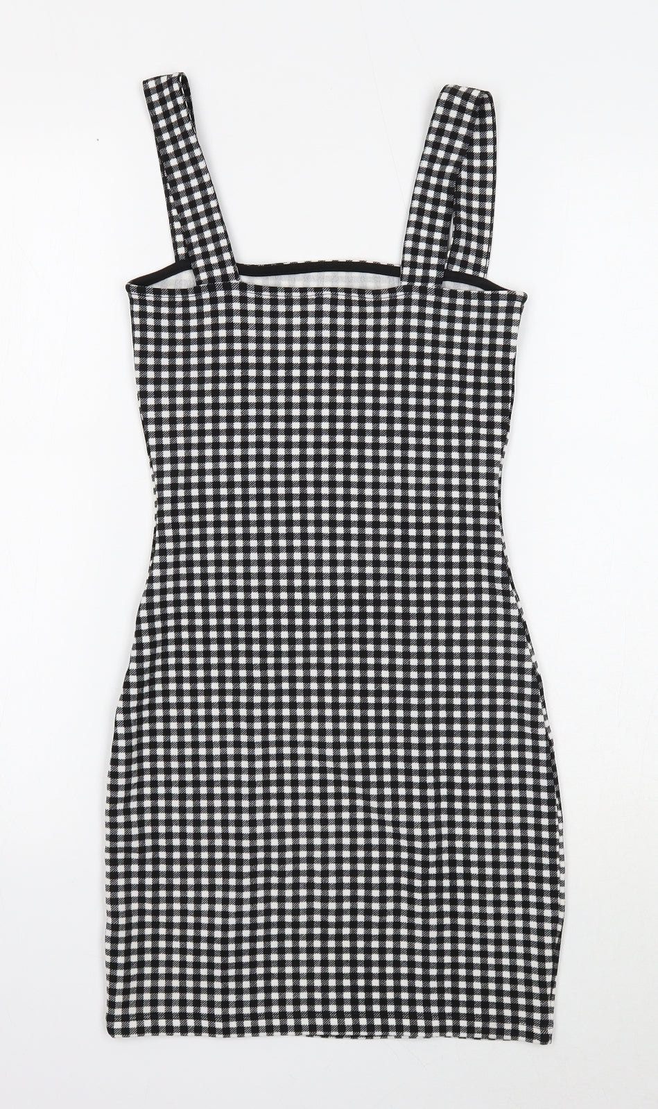 Divided Womens Black Check Polyester Mini Size XS Square Neck Pullover