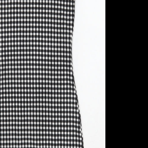 Divided Womens Black Check Polyester Mini Size XS Square Neck Pullover