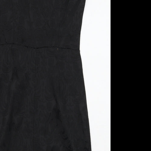 Preworn Womens Black Cotton Pencil Dress Size M Round Neck Zip - Cap Sleeve
