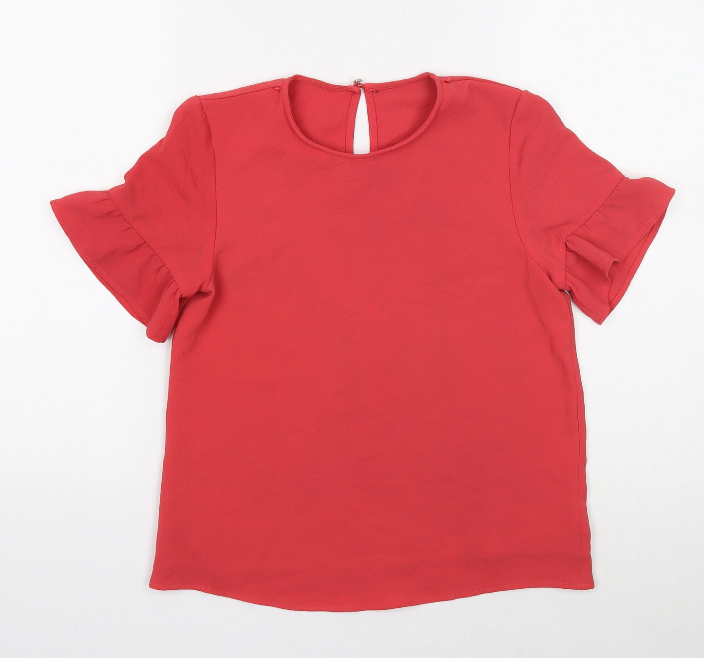 George Girls Red Polyester Basic Blouse Size 10-11 Years Round Neck Button