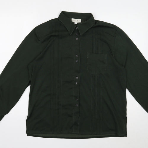 Lady Laird Womens Green Polyester Basic Button-Up Size 18 Collared