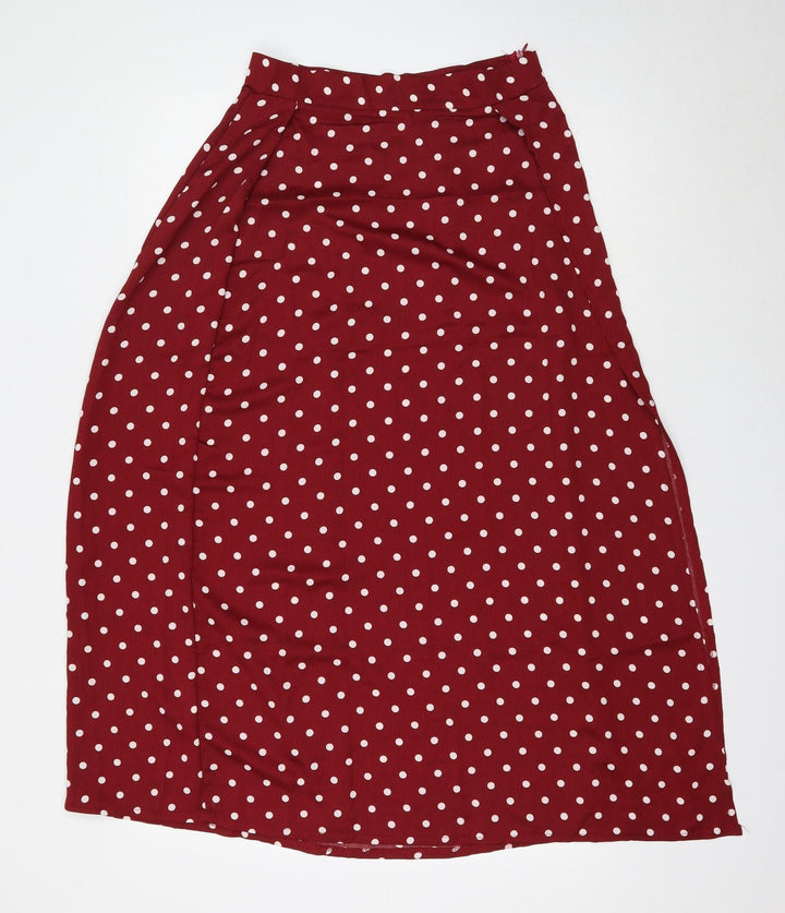 Xin Yan Womens Red Polka Dot Polyester A-Line Skirt Size M Zip