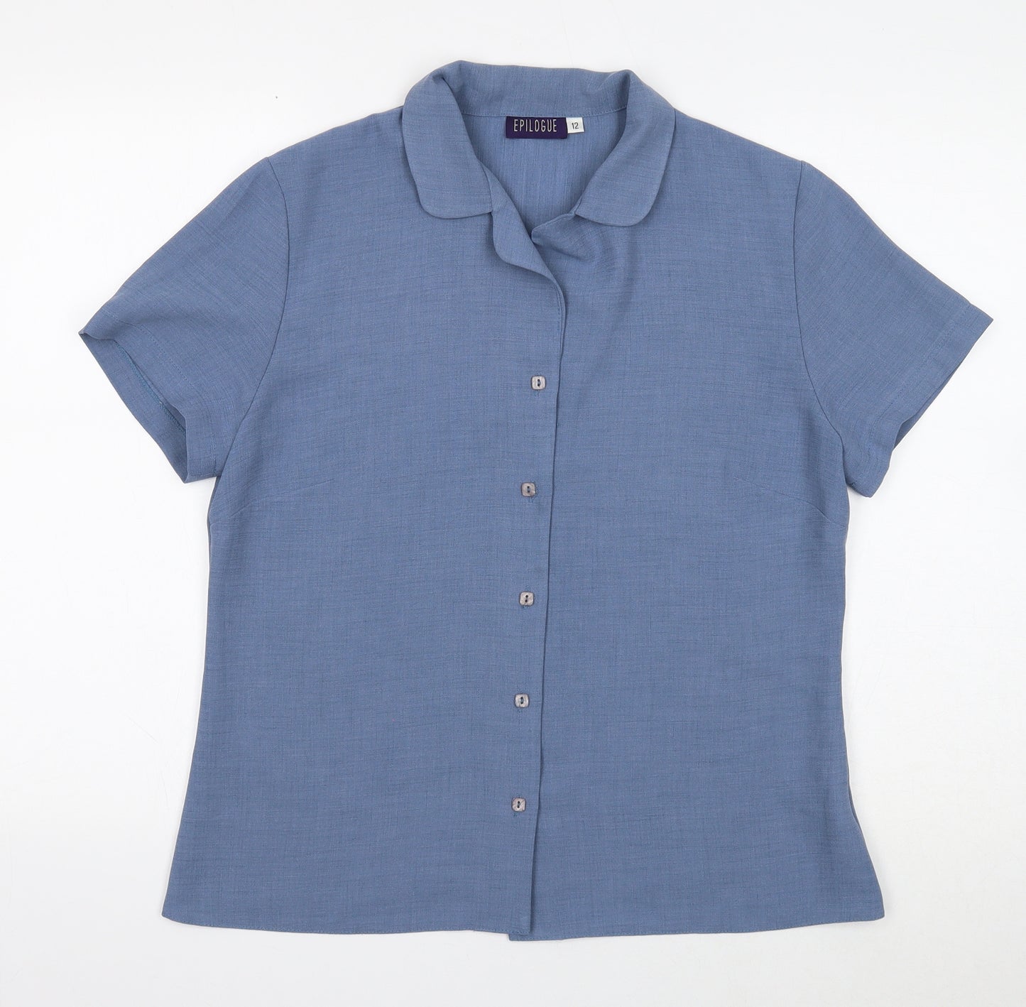 Epilogue Womens Blue Viscose Basic Button-Up Size 12 Collared