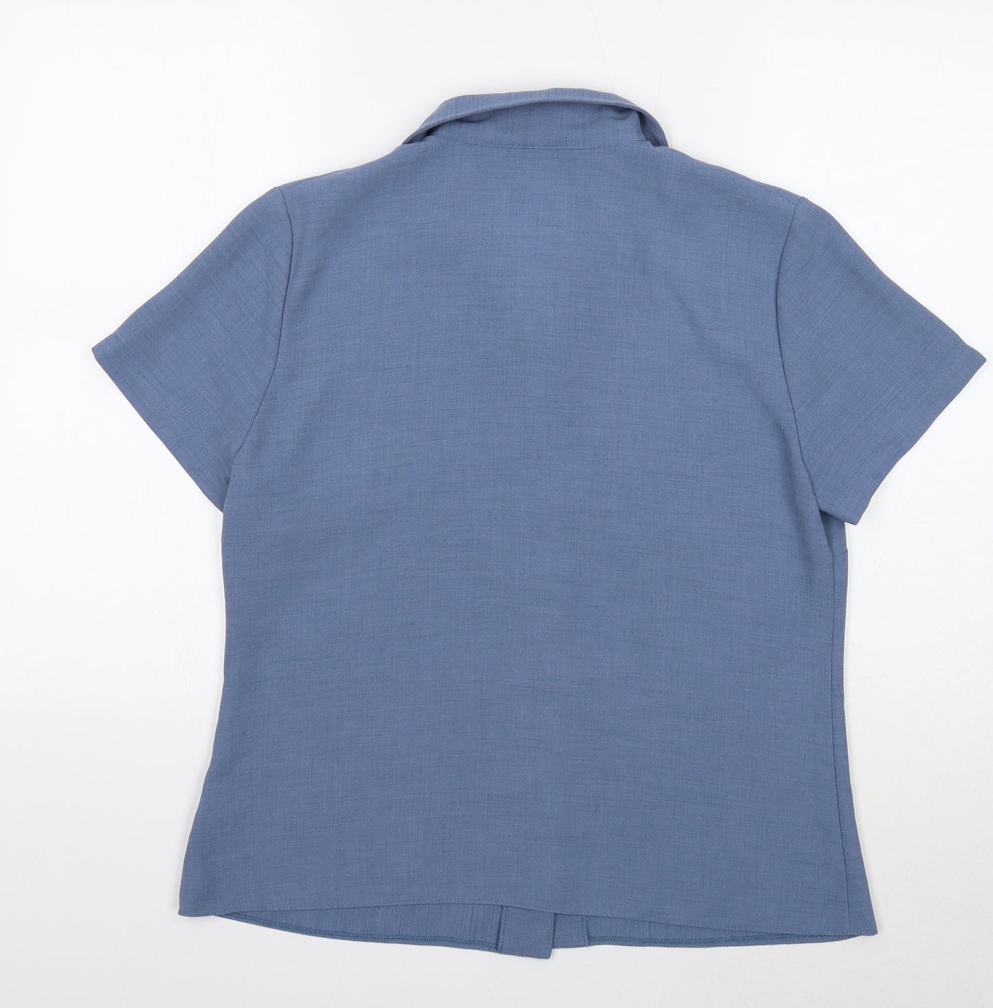 Epilogue Womens Blue Viscose Basic Button-Up Size 12 Collared