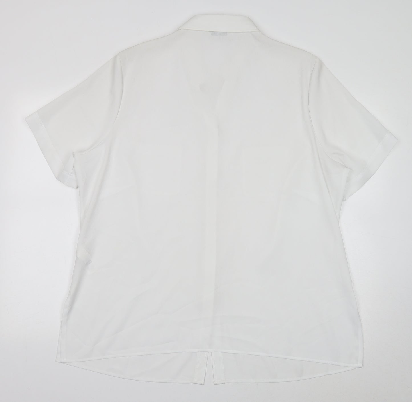 Marks and Spencer Womens White Polyester Basic Button-Up Size 22 Collared