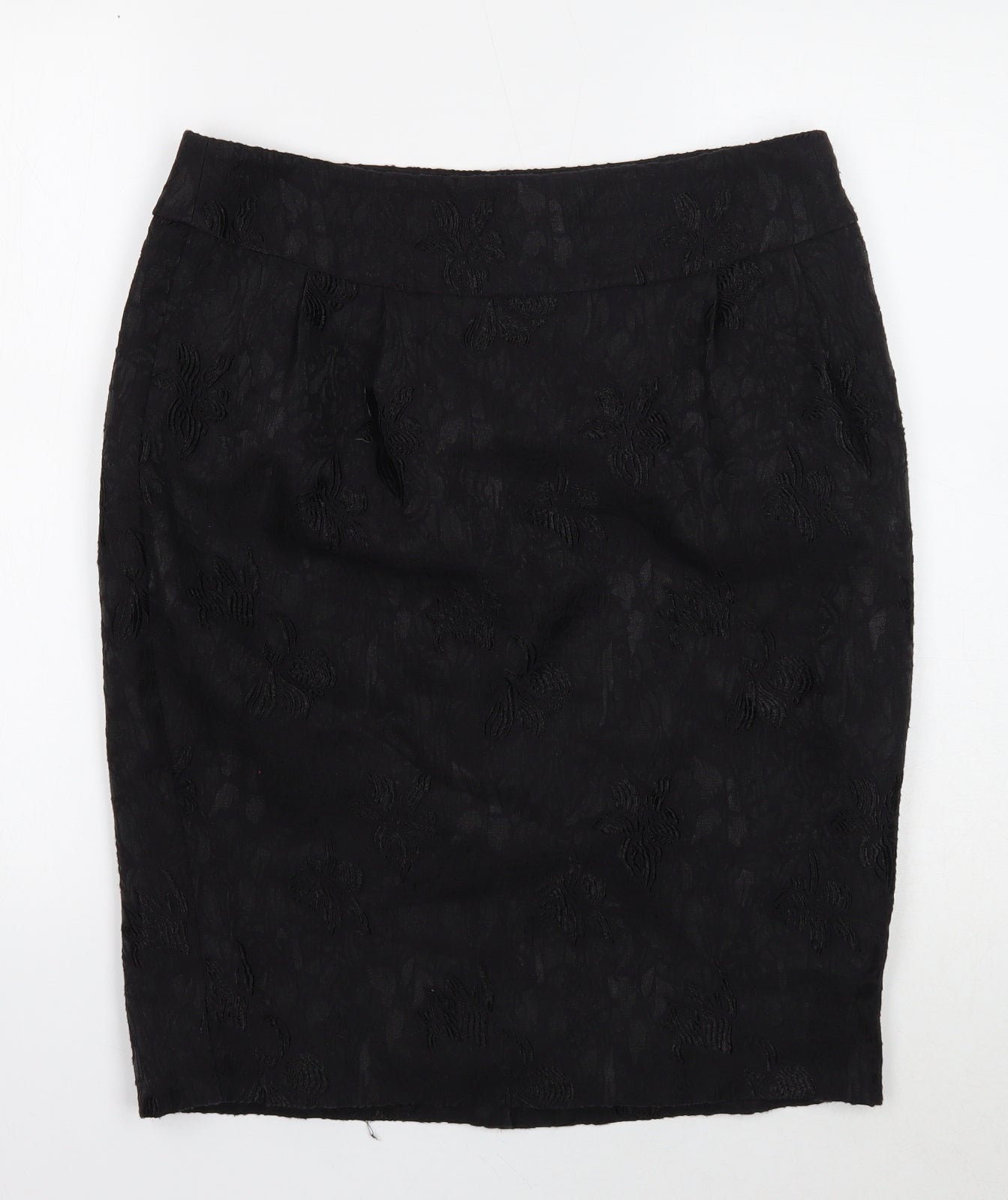 Autograph Womens Black Geometric Cotton Straight & Pencil Skirt Size 14 Zip