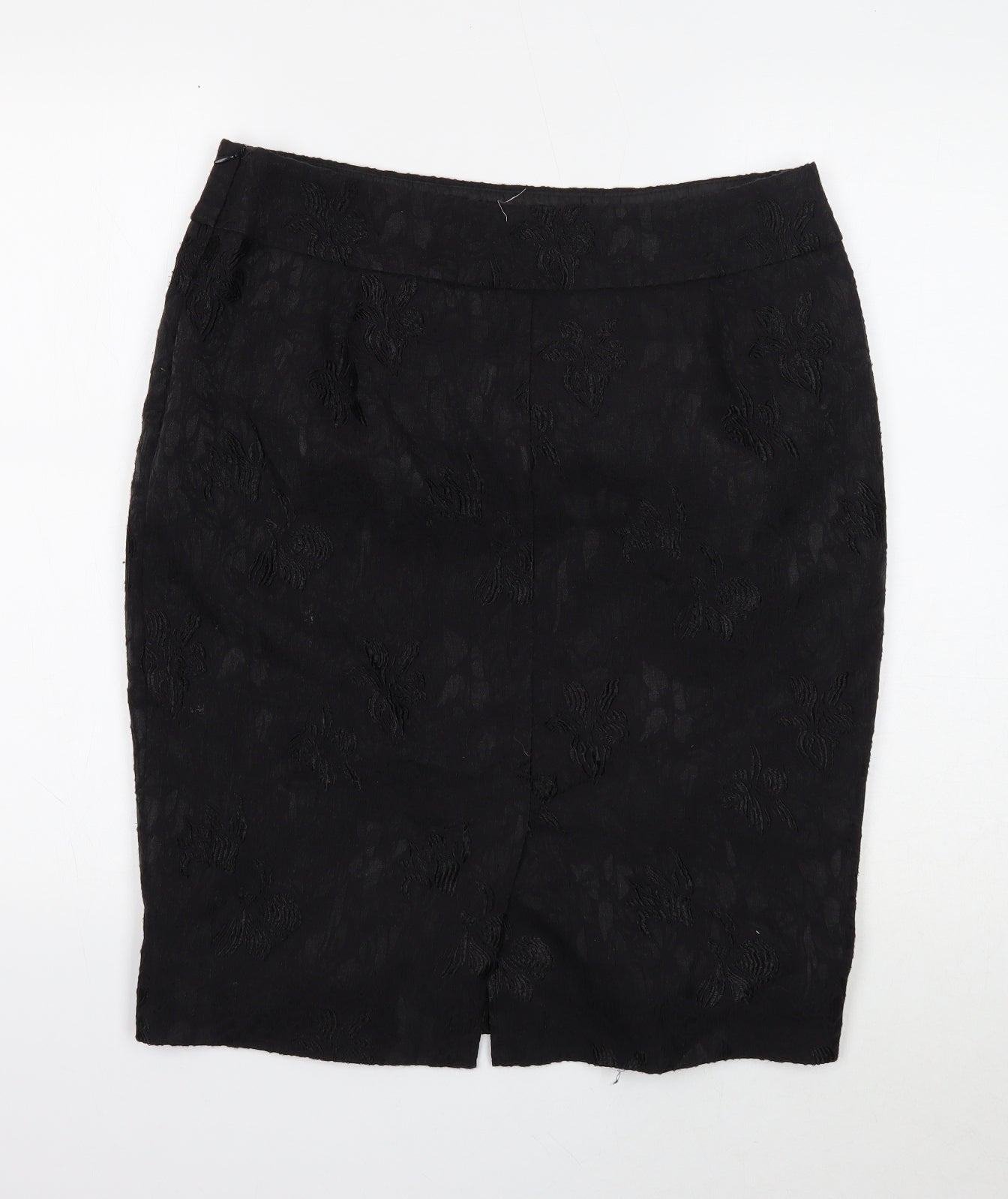 Autograph Womens Black Geometric Cotton Straight & Pencil Skirt Size 14 Zip