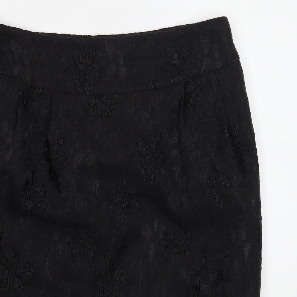 Autograph Womens Black Geometric Cotton Straight & Pencil Skirt Size 14 Zip