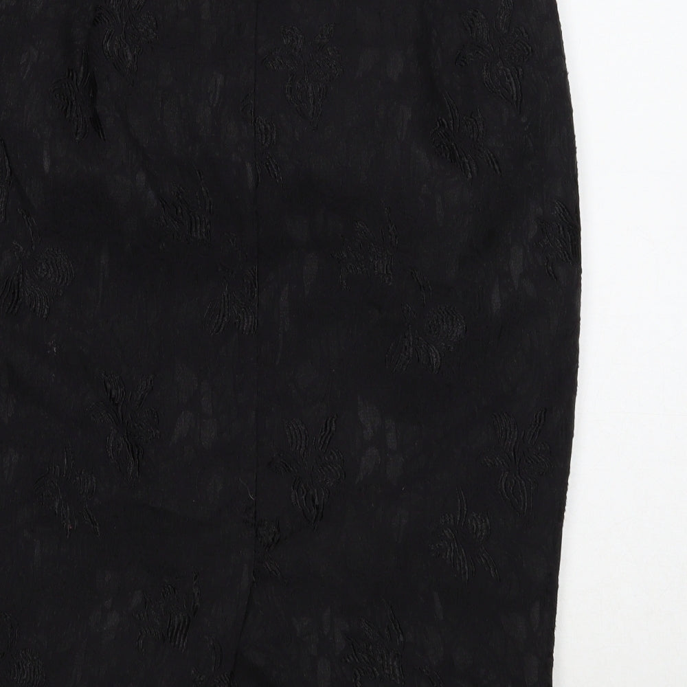 Autograph Womens Black Geometric Cotton Straight & Pencil Skirt Size 14 Zip