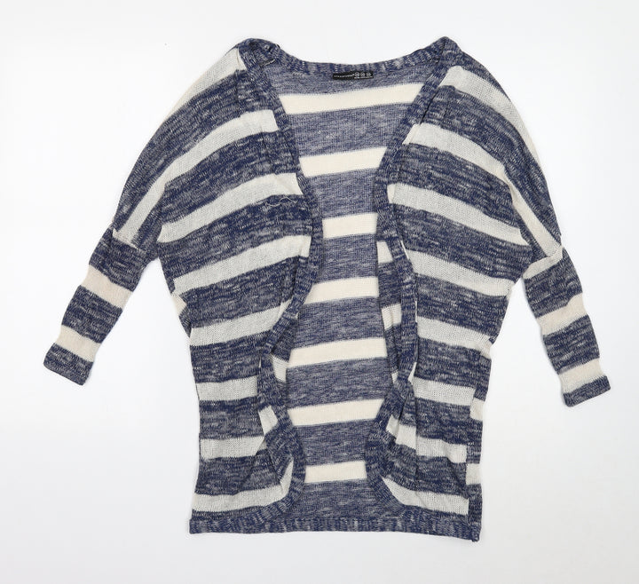 Atmosphere Womens Blue V-Neck Striped Polyester Cardigan Jumper Size XS