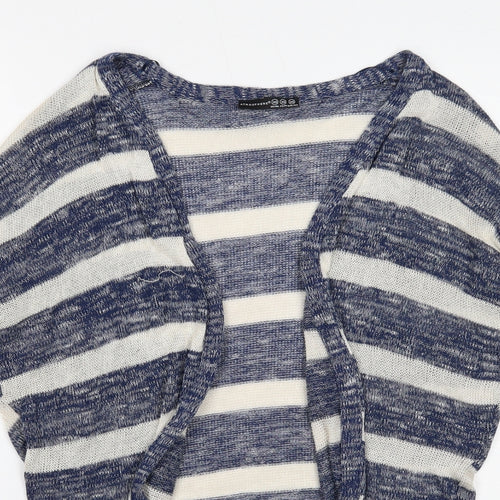 Atmosphere Womens Blue V-Neck Striped Polyester Cardigan Jumper Size XS